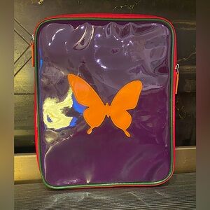 Multicolor Patent Leather Butterfly 11” Zipper Padded Laptop Case